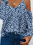 Geblümt Sexy Herbst V-Ausschnitt Mikroelastizität Täglich Regelmäßig H-Linie Regelmäßig Größe Blusen & Shirts für Damen