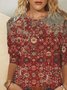 Lässig Abstrakt Herbst Mikroelastizität Langarm Rundhals Regelmäßig H-Linie Regelmäßig Größe T-Shirt für Damen