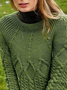 Lässig Unifarben Herbst Mikroelastizität Weit Wolle/Stricken Regelmäßig H-Linie Regelmäßig Pullover für Damen