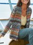 Retro Ethnisch Herbst Schwer Mikroelastizität Weit Standard Garn/Wolle Garn H-Linie Pullover Mantel für Damen