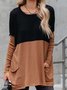 Damen Lässig Farbblock Herbst Leicht Mikroelastizität Täglich Weit Mittellang Regelmäßig Größe Blusen & Shirts