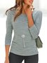 Lässig Unifarben Herbst Mikroelastizität Jersey Standard 3/4 Ärmel Regelmäßig Regelmäßig Größe T-Shirt für Damen