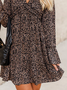 Geometrisch Lässig Herbst Normal Täglich Midi Bestseller Langarm A-Linien Kleider für Damen