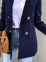 Damen Lässig Unifarben Herbst Polyester Normal Weit Langarm Revers Ausschnitt Regelmäßig Größe Blazer