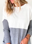 Lässig Farbblock Herbst Jersey Langarm Rundhals Mittellang Regelmäßig Regelmäßig Größe Blusen & Shirts für Damen