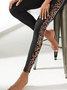 Leopard Print Farbblock Lässig Leggings