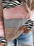 Zebra Farbblock Langarm Kapuze Große Größen Lässig Pullover