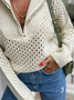 Lässig Wolle/Stricken Weit Hallo-aus Unifarben Genäht Reißverschluss Pullover