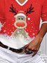 Weihnachten Lässig V-Ausschnitt Langarm Weit T-Bluse