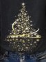Weihnachtsbaum Langarm V-Ausschnitt Taschen Große Größen Lässig T-Shirts