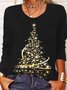 Lässig Weihnachten Bäume Langarm Rundhals Print Shirts & Blusen T-Shirts
