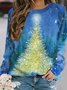 Weihnachten Bäume Muster Langarm Rundhals Große Größen Lässig Sweatshirts