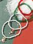 4 Stück Weihnachten Rot Grün Süßigkeiten Stock Socke Muster Perlen Multilayer Armband Weihnachten Party Schmuck
