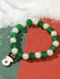 Weihnachten Rot Grün Elch Weihnachtsbaum-Muster Perlen Kristall Armband Weihnachten Party Schmuck