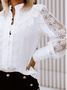 Weit Hemdkragen Unifarben Bluse