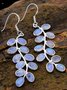 Ethnisch Opal Mondstein Blätter Form Ohrringe Böhmisch Retro Schmuck