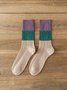 Lässig Retro Baumwolle Geprägt Kontrast Socken