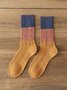 Lässig Retro Baumwolle Geprägt Kontrast Socken