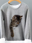 Lässig Baumwolle-Gemisch Katze T-Bluse