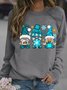 Damen Weihnachten Gnom Grafik Print Rundhals Weit Lässig Sweatshirt