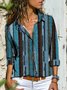 Damen Gestreift Lässig Herbst Mikroelastizität Täglich Weit Bestseller Regelmäßig H-Linie Bluse