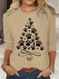 Damen Weihnachten Pfote Baum Print Lässig Oberteile