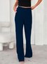 Lässig Unifarben Herbst Jersey Mittlere Taille Standard Glatt Hosen Lang H-Linie Freizeithose für Damen