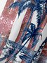 amerikanisch Flagge Kokosnussbaum Brusttasche Kurzarm Hawaiische Bluse