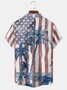 amerikanisch Flagge Kokosnussbaum Brusttasche Kurzarm Hawaiische Bluse