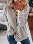 Langarm V-Ausschnitt Lässig Unifarben Sweatshirts