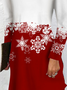 Damen Lässig Schneeflocke Urlaub Party V-Ausschnitt Kleid