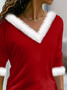 Weihnachten Lässig Jersey Asymmetrisch Weit T-Bluse