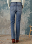 Regelmäßige Passform Geblümt Denim Lässig Jeans