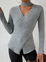 Lässig Garn/Wollgarn Regelmäßige Passform Unifarben Pullover