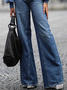 Unifarben Taschen Lässig Denim Jeans