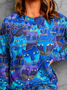 Lässig Katze Rundhals Sweatshirt
