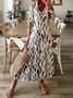 Geometrisch Print Schnürung Lässig V-Ausschnitt Kleid