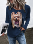 Print Lässig Rundhals Hund T-Shirt