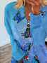 Schmetterling Langarm Reißverschluss Lässig Sweatshirt