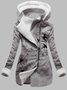 Pflanzen Print Geknöpfte Sweatjacke mit Kapuze