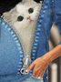 Lässig Katze Rundhals Langarm Sweatshirt