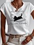 Jersey Textbriefe Schmetterling Rundhals Lässig T-Shirt