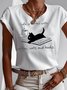 Jersey Textbriefe Schmetterling Rundhals Lässig T-Shirt