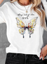 Kurzarm Schmetterling Lässig T-Shirt