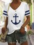 Meer Lässig V-Ausschnitt Anker T-Shirt