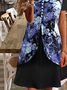 Schnalle Lässig Abstrakt Blumenmuster Rundhals Kleid
