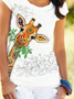 Lässig Rundhals Hirsch Weit T-Shirt