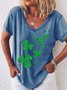 Damen NS. Patricks Tag Glitzernd Kleeblätter V-Ausschnitt T-Shirt