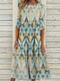 Jersey Lässig Rundhals Geometrisch Kleid