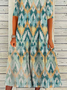 Jersey Lässig Rundhals Geometrisch Kleid